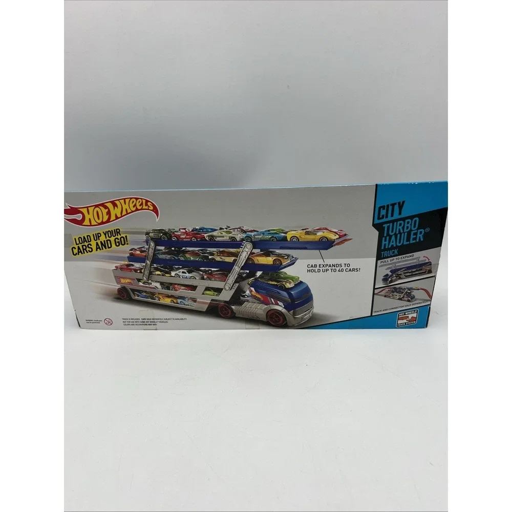 Hot Wheels City Turbo Hauler Truck Pull Up To Expand Holds Up To 40 Cars Ages 3+
